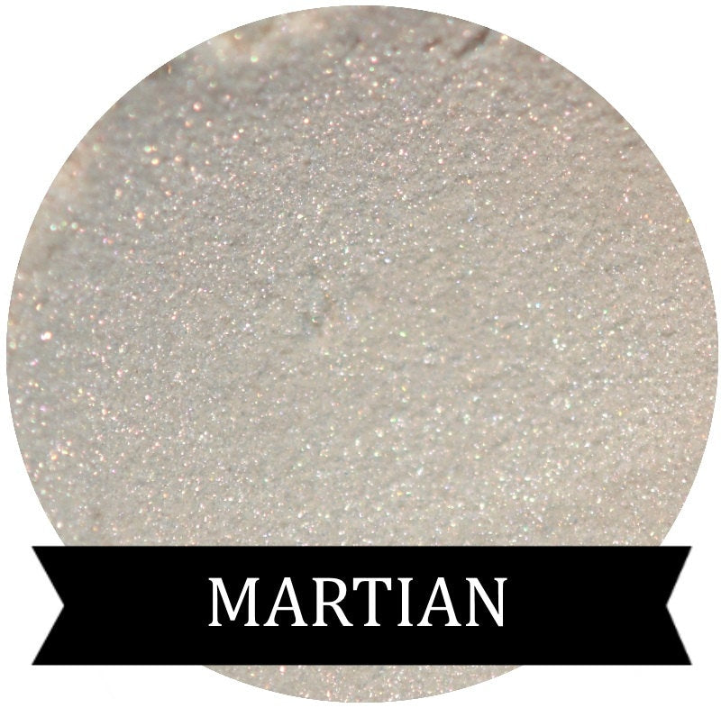 Martian White Eyeshadow with Red / Pink Shimmer