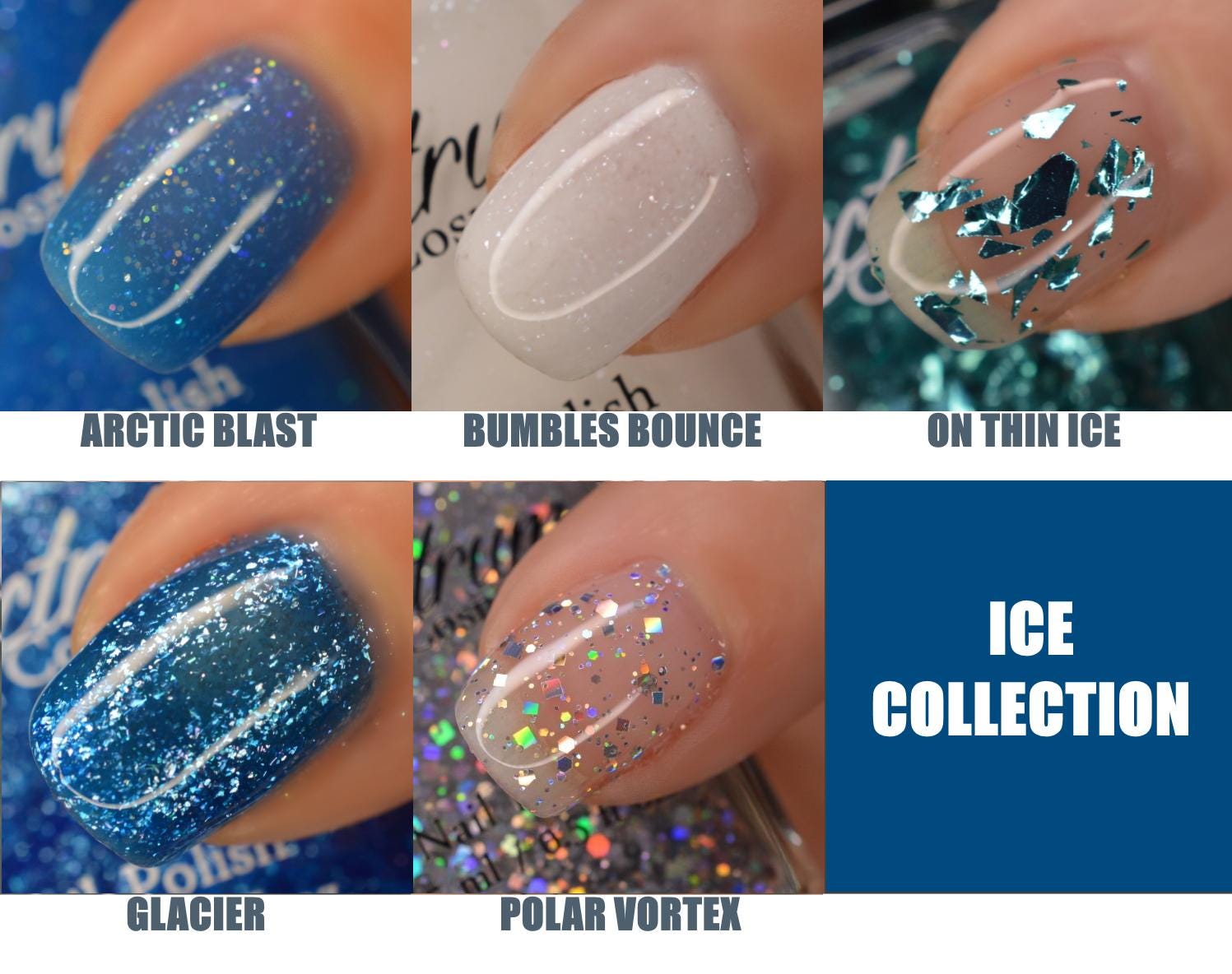 GLACIER Cobalt Blue Shimmer Nail Polish Holiday Ice Collection